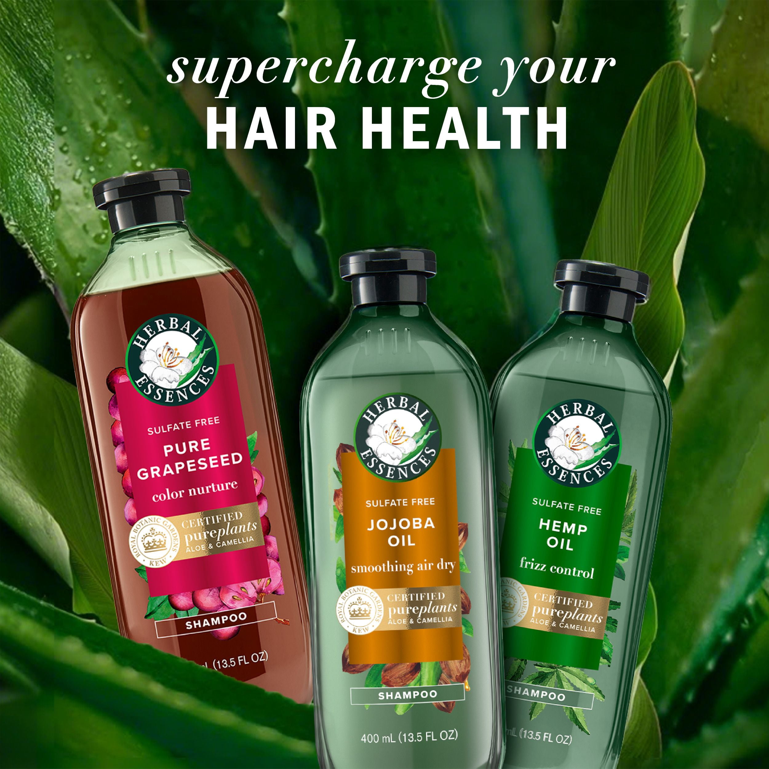 Shampooing sans sulfate Herbal Essences Éclat et douceur à l’huile de jojoba, 400 mL