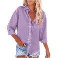 thumbnail image 1 of Timegard Chemises Boutonnées pour Femmes en Coton et Lin, Blouse à Col à Revers, Légère, Automne, Décontractée, Ample, 1 of 5