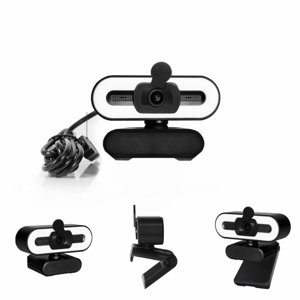 WIFKLSIIPG 4K Webcam avec Microphone pour le streaming de bureau Webcam 3 Niveau Luminosité Ajustable Anneau Lumière