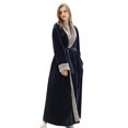 thumbnail image 1 of WZXFASHION Womens Fleece Robe Soft Plush Bathrobe Fluffy Cute Long Coat Night Robe WomenRobes Navy M, 1 of 5