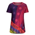 thumbnail image 3 of EQWLJWE Hauts d'Été pour Femmes Hauts pour Femmes Liquidation Femmes Décontracté Imprimé Manches Courtes Col Rond Chandail Blouse T-shirt Hauts, 3 of 5