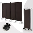 thumbnail image 3 of Costway 4-Panel Folding Room Divider 6FT Rolling Privacy Screen with Lockable Wheels Brown, 3 of 9