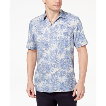 Tasso Elba Island Men’s Tropical Print Shirts (Blue, S)