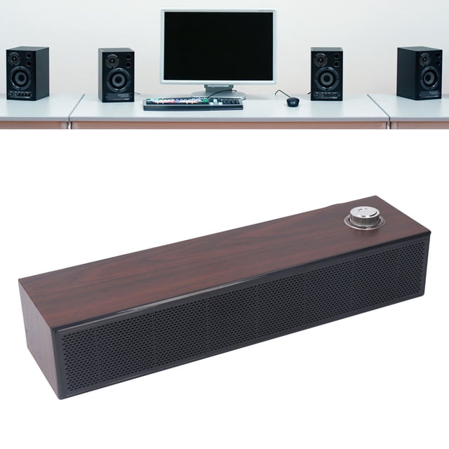Computer Speakers, Wooden Desktop Soundbar Plug and Play Low Noise HiFi Stereo for PC
