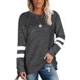 thumbnail image 1 of T-Shirts Décontractés à Rayures à Manches Longues pour Femmes, Col Rond, Hauts Unis, Blouse Ample Décontractée, 1 of 4