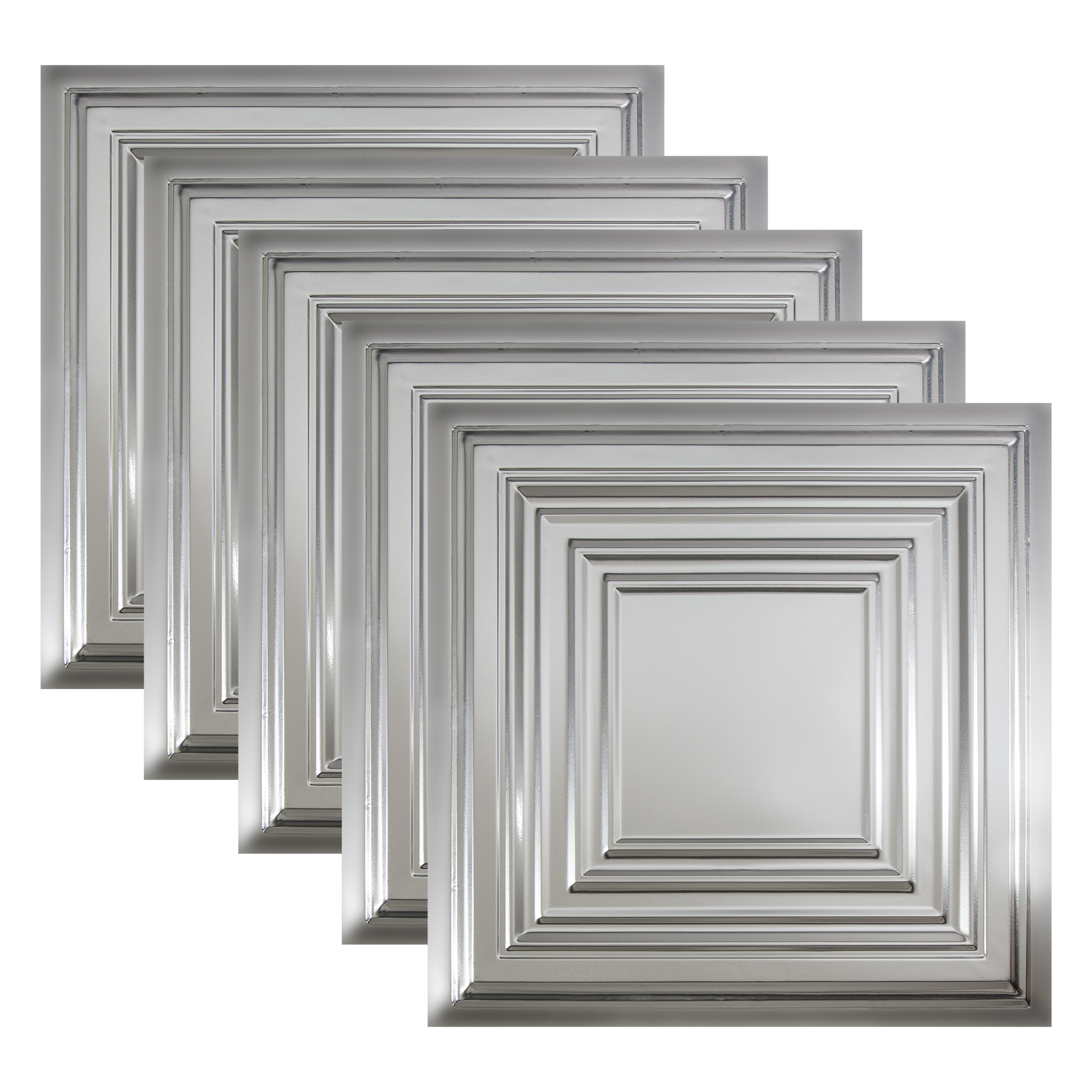Great Lakes Tin 2ft x 2ft Tin Ceiling Tiles 5 Pack, Tin-Plated Steel, Class A Fire Rated