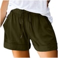 thumbnail image 2 of Pisexur Womens Shorts Solid Color Elastic Waist Shorts Summer Casual Adjustable Drawstring Shorts Quick Dry Gym Yoga Workout Shorts Comfy Loose Linen Shorts Plus Size Shorts with Pockets S-5XL, 2 of 7