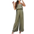 thumbnail image 1 of EQWLJWE Hauts pour Femmes Ensemble d'Été Uni Sport Décontracté à Bretelles Col Rond Haut/chemise Ensemble 2 Pcs, 1 of 5