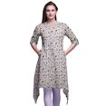thumbnail image 1 of Bimba Hauts Imprimés Floraux Bouquet Violet et Roses pour Femmes Kurti Asymétrique Robe d'Été pour Filles Très Grand, 1 of 6