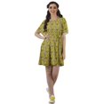 thumbnail image 2 of Moomaya Moss Georgette Bell Sleeves Short A-Line Printed Summer Dress For Women, 2 of 4