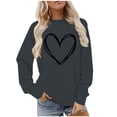 thumbnail image 1 of BLVB Chandail à Col Rond pour Femmes, Imprimé de Cœur, Manches Longues, Mignon, Coupe Ample, Léger, Hauts d'Automne, Cadeaux de la Saint-Valentin, 1 of 5