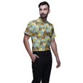 thumbnail image 2 of BESTMAN Chemise en Coton pour Hommes à Manches Courtes Imprimée Col Mandarin Chemise Décontractée, 2 of 5