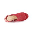 thumbnail image 4 of BLISSFUL STEP Women's Shoes Open Toe Platform Heel Laces Wedges Sandals Red 9, 4 of 8