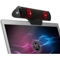 thumbnail image 1 of GOgroove SonaVERSE LED Speaker for Laptop Computer - USB Powered Clip-On Sound Bar with Mini Portable External Speaker Design for Monitor, Back Switch for Power - Audio Input and Power (Red), 1 of 9