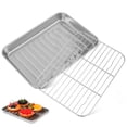 thumbnail image 1 of 2 Sets Baking Sheet With Wire Rack Pizza Pan Stainless Steel Cookie Sheet Baking Tray Oven Tray Meat Tray Sheet Pans For Baking, 1 of 9