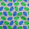 thumbnail image 1 of oneOone Tissu Polyester Spandex Bleu Foncé Feuille Tropicale avec Texture Rayée Projets de Couture Tissu Imprimé au Mètre 56 Pouces de Large, 1 of 4