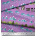 thumbnail image 3 of Soimoi Poly Georgette Fabric Tree,House & Raindrop Nature Print Fabric by Yard 42 Inch Wide, 3 of 3
