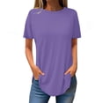 thumbnail image 1 of asjyhkr Womens Summer T-Shirts Crew Neck Loose Fitting Solid Color Stretch Basic Tees Going out Tops, 1 of 3