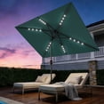 thumbnail image 3 of Solar Rectangular Patio Umbrella 10×6.5 ft with LED Lights, UV Protection, Fade Resistant, Crank Lift and Push Button Tilt, Vented Canopy for Outdoor Patio Garden Deck Pool, Beige Gray Turquoise Blue, 3 of 8