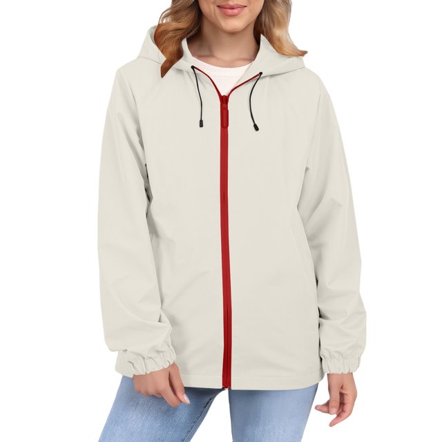Comdrip Veste Légère pour Femmes! Veste Chaude Coupe-Vent Imperméable à Blocs de Couleur pour Femmes, Coupe-Vent d'Extérieur, Veste de Randonnée, Veste de Randonnée pour Femmes Légère Beige P