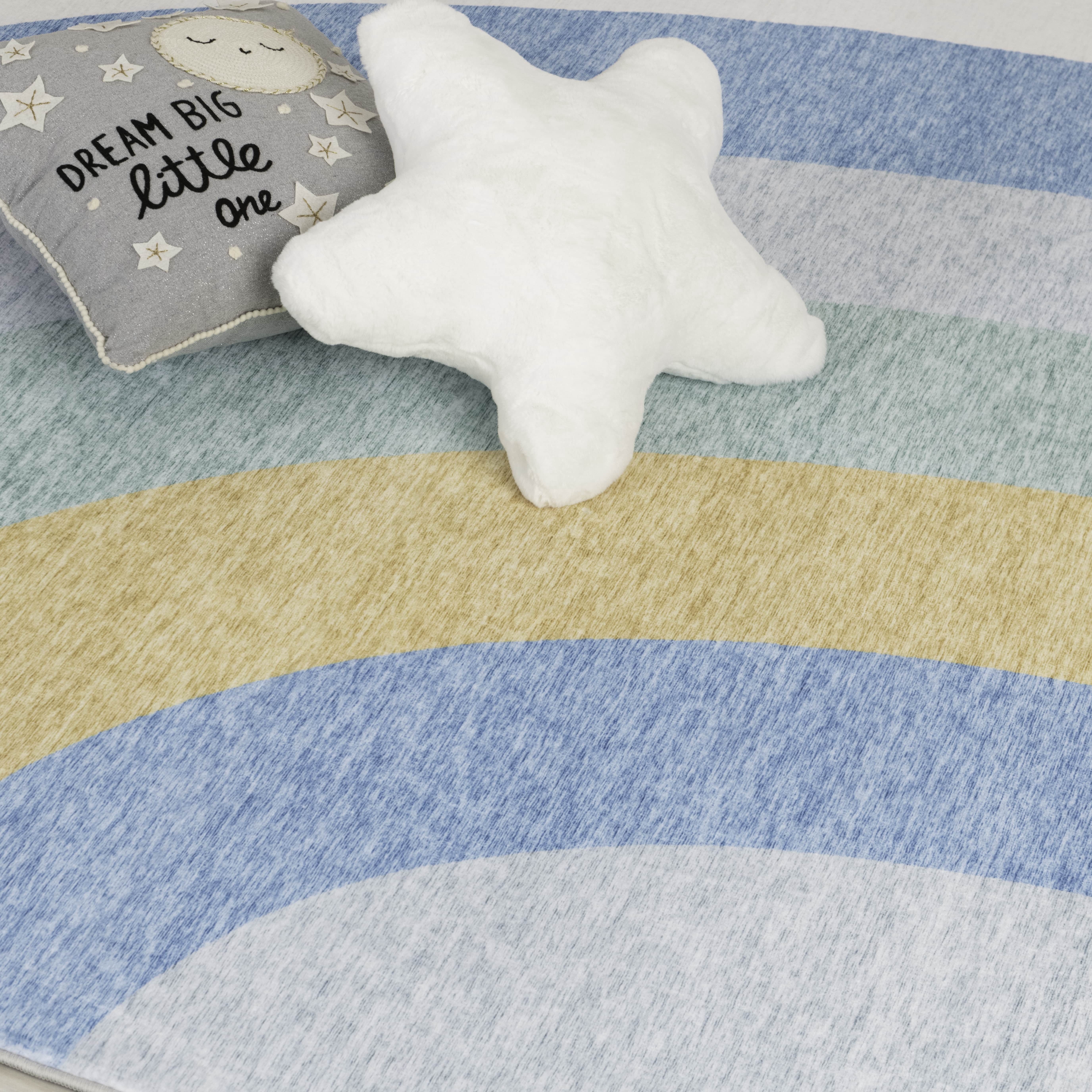 Tapis doux pour la zone de jeu Rug Branch Soft Steps Rainbow, bleu clair ivoire - Garcons et filles dans la salle de jeux, la chambre d'enfant, la chambre