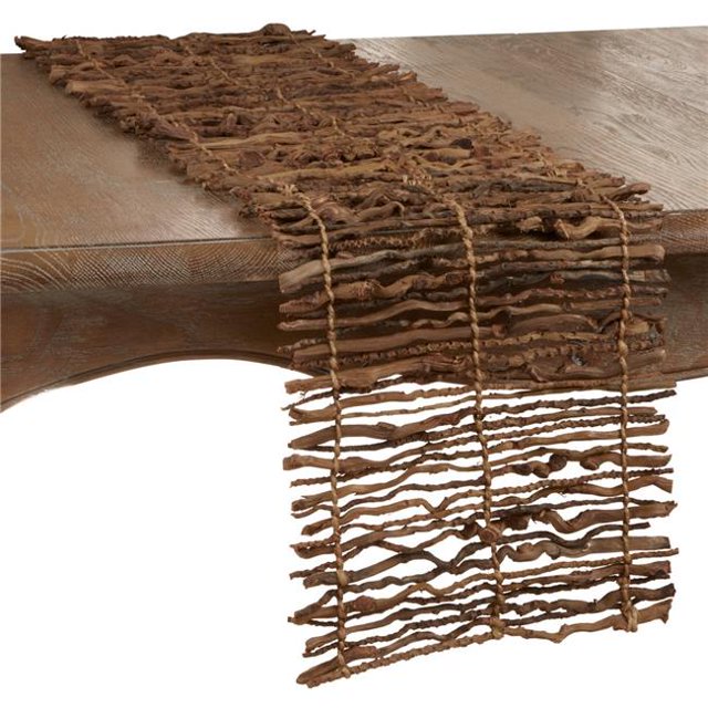 SARO Chemin de Table Long Oblong à Motif de Brindilles 12 x 72 Po Naturel