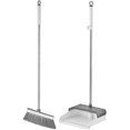 thumbnail image 1 of Broom with Dustpan Set, Dust Pan and Broom with Long Handle and Comb Teeth, Heavy Duty Upright Standing Dustpan Broom Combo for Home Kitchen Office Lobby Floor Cleaning (Grey + White), 1 of 7