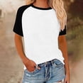 thumbnail image 5 of Womens Summer Raglan T-Shirts Color Block Plus Size Baseball Tees Casual Short Sleeve Loose Pullover White, L, 5 of 5