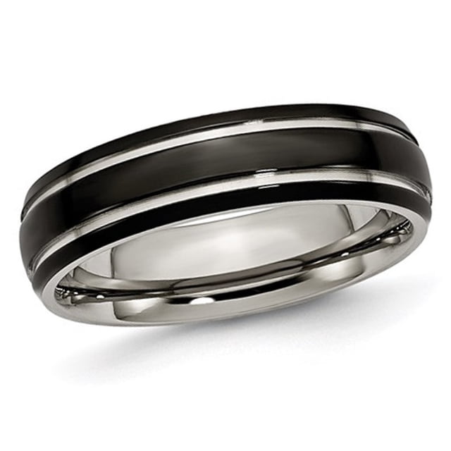 Bague Alliance pour Homme en Titane 6 mm Rainurée Plaquée Noire