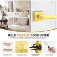 thumbnail image 4 of Polished Chrome Door Handles Interior Square Privacy Door Levers Door Handles Interior Door Lock for Bedroom and Bathroom Reversible for Right/Left Side Doors, 4 of 7