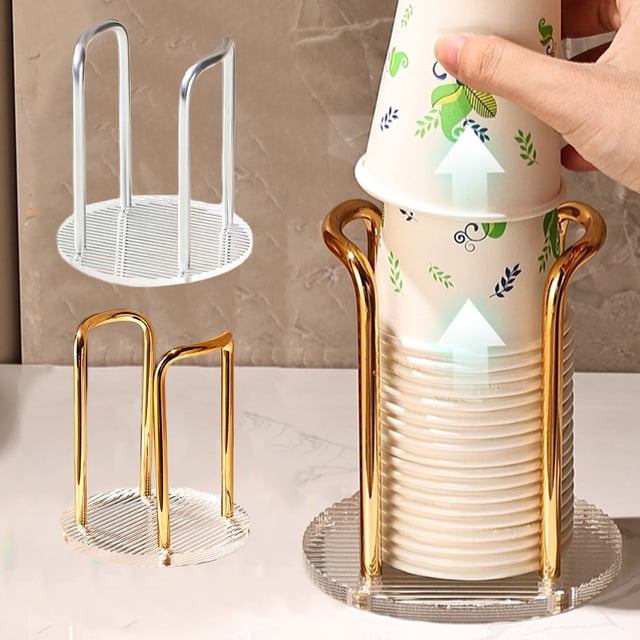 Birdeem Stainless Steel & Acrylic Paper Cup Dispenser – Countertop Organizer for 9-12Oz Disposable Cups | Party & Home Storage Rack