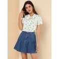 thumbnail image 2 of INSPIRE CHIC Women's Short Sleeve Tie Bow Neck Printed Blouse, 2 of 6