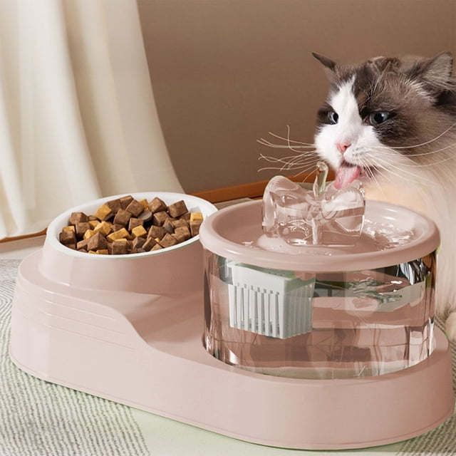PEONAVET Plastics drinking water feeder Cats Bowl Two In One Drinking Water Cats Neck Protector Feeder Pet Automatic Circulating Live Water Dispenser