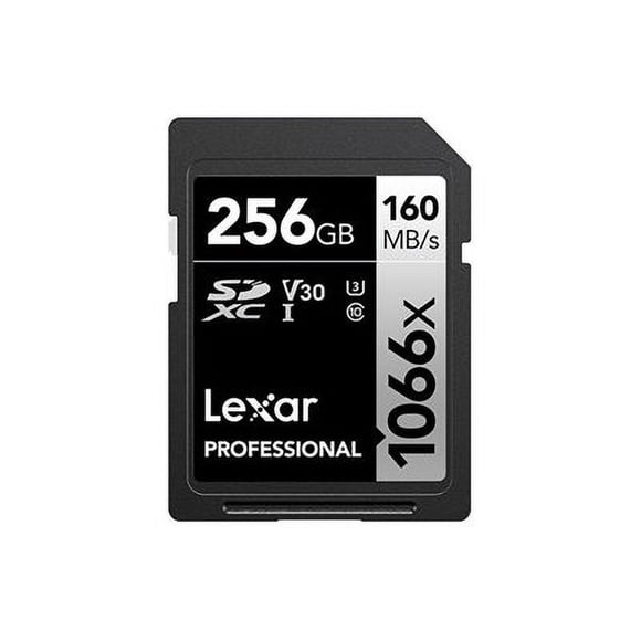 Lexar Professional SILVER series - Carte Mémoire Flash - 256 Go - Classe Vidéo V30 / UHS-I U3 / Classe 10 - 1066x - SDXC UHS-I