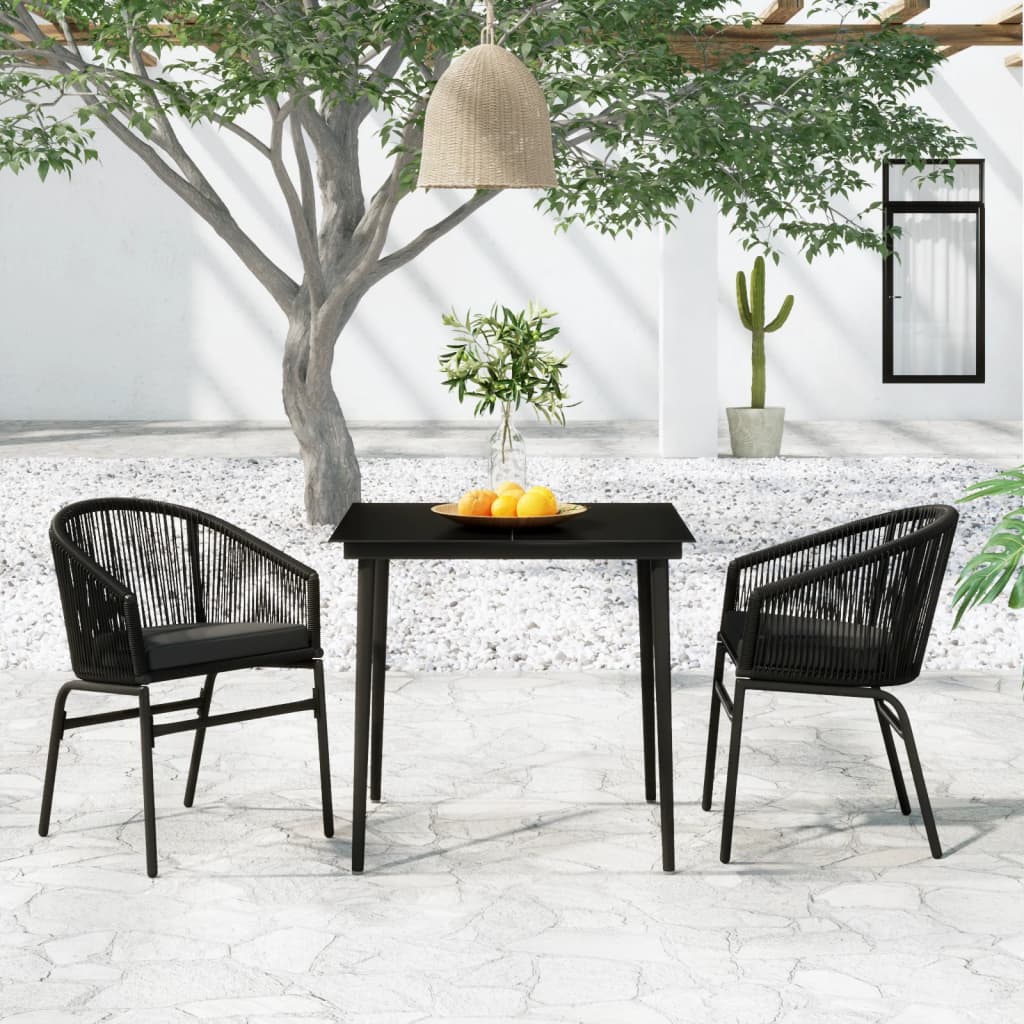 vidaXL 3 Piece Garden Dining Set Black