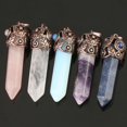 thumbnail image 3 of Natural Crystal Stone Pendants Antique Copper Column Energy Female Men Necklaces, 3 of 6