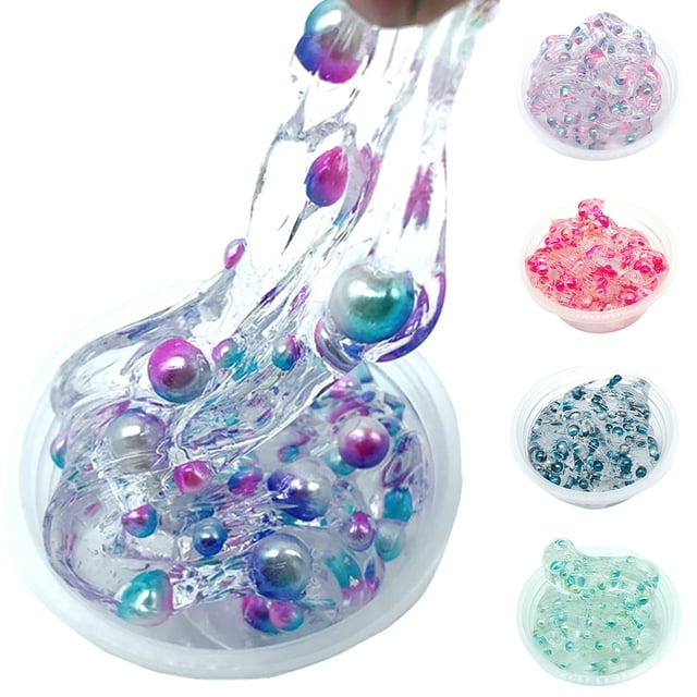 Lubelski Clear Crystal Slime Multicolor Beads Fluffy Soft Clay Decompression Kids Toy