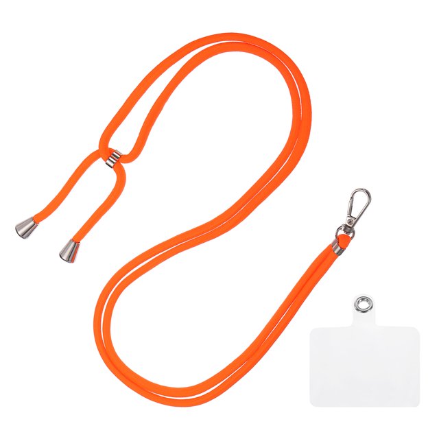 Unique Bargains Phone Lanyard, Adjustable Neck Lanyard with Transparent Lanyard Patch, Fluorescent Orange, 1 Count