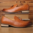 thumbnail image 3 of Leather Shoes for Men, Pointed Toe Lace-Up Business Casual Style, Non-Slip Lightweight Breathable Design, Cushioned Insole, 5 cm Heel, Yellow, 3 of 3