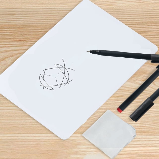 Meitianfacai Small White Board Dry Erase Mini Whiteboard, a double-sided, portable whiteboard measuring 11.26 x 7.64 inches. The image shows the whiteboard on a wooden surface with a black marker, red marker, and a wipe cloth included. Ideal for students, teachers, and office use, it features a smooth, easy-to-clean surface and rounded corners for safety.