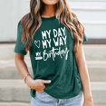thumbnail image 2 of LUOGENLI T-shirts pour Femme pour Femmes Dames Mode Décontractée à Lettres Imprimées Col Rond T-Shirt à Manches Courtes Haut T-shirts pour Femmes T-shirts Graphiques T-shirts Pêche Saint-Valentin Vert Foncé TTG, 2 of 4