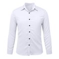 thumbnail image 1 of RXIRUCGD Blouse pour Homme, Mode Décontractée, Couleur Unie, Boutons, Manches Longues, Col Rabattu, Blanc, Taille : S, 1 of 4