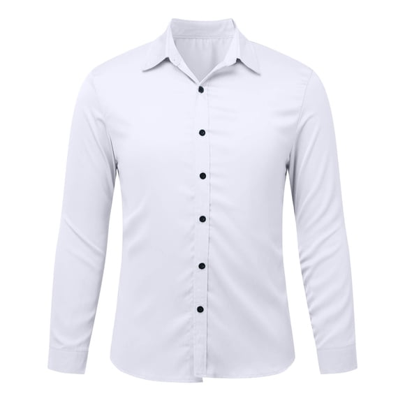 cfhntfmh Men's Dress Shirts Stretch Long Sleeve Solid Color Formal Shirt Business Casual Button down Shirts Spring Clothes(White,Large)
