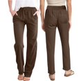 thumbnail image 2 of Timegard Womens Pants Straight Leg Drawstring Elastic Waist Solid Color Loose Lounge Trousers Lightweight, 2 of 7