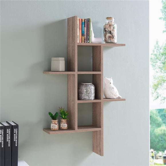 Danya B XF160708OK Cantilever Wall Shelf - Weathered Oak