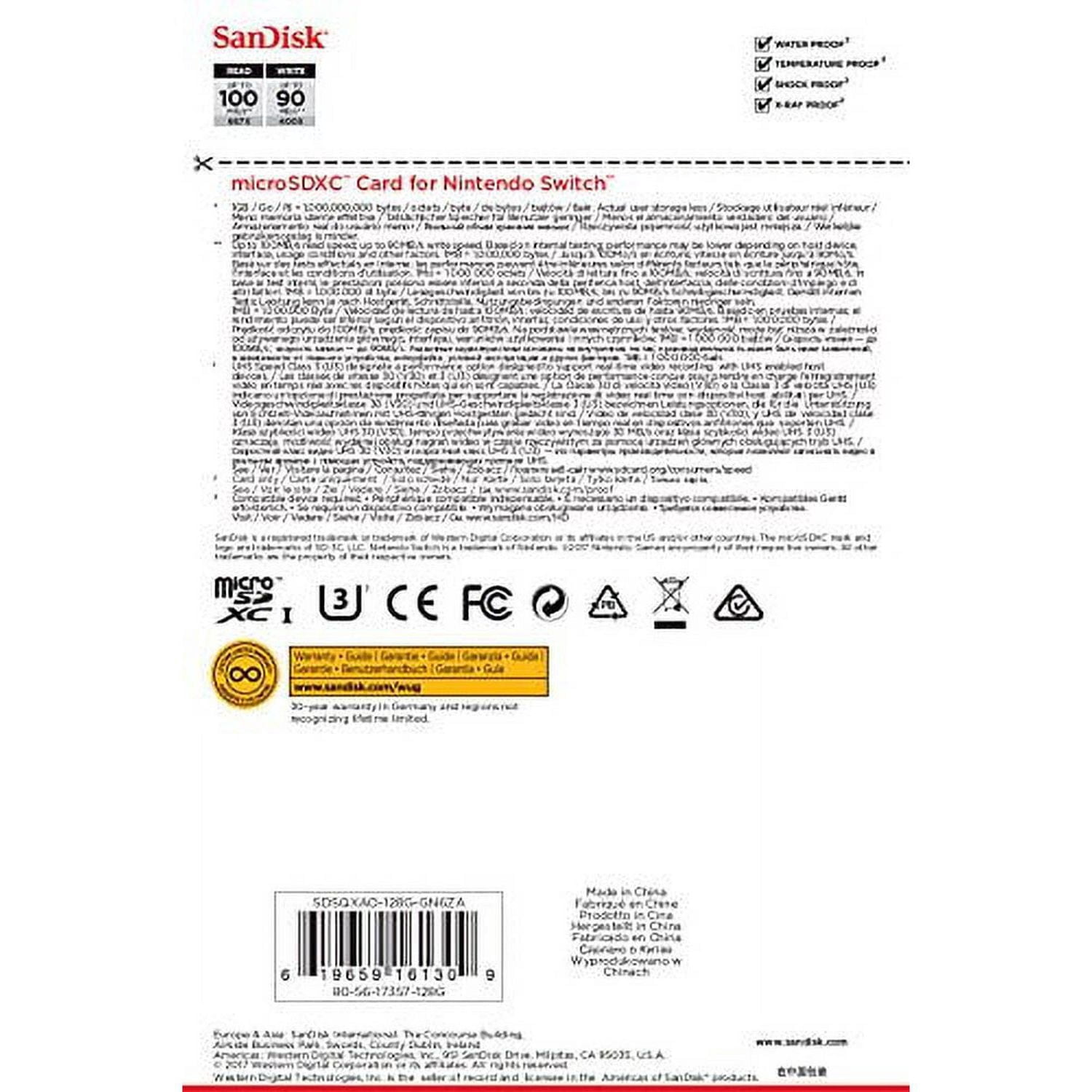 Carte microSDXC UHS-I SanDisk 128 Go pour Nintendo Switch - SDSQXAT-064G-GN6ZA