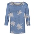thumbnail image 4 of Qertyioot Hauts de Mode pour Femmes, T-shirt Imprimé Ample Manches 3/5 Col Rond Décontracté, 4 of 4