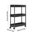 thumbnail image 4 of Bowayaoa 3-Tier Rolling Bathroom Storage Cart with Adjustable Shelves, Slim Gap Organizer for Kitchen & Bath, Plastic Utility Rack with Wheels and Brake, Space-Saving Mobile Shelving Unit, 4 of 7