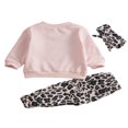 thumbnail image 2 of Baby Sets Letter Sweatshirt Leopard Pants Hairband, 2 of 5