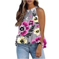 thumbnail image 1 of Weiqiqre Spring Tops for Women Adjustable Tie Neckline Ruffle Hem Sleeveless Flowy Halter Tops, 1 of 6